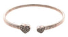 ESTATE .36CT DIAMOND 18KT WHITE GOLD DOUBLE HEART FLEXIBLE CUFF BANGLE BRACELET