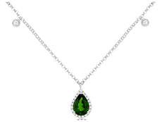 .94CT DIAMOND & AAA RUSSALITE 14K WHITE GOLD BY THE YARD TEAR DROP LOVE NECKLACE