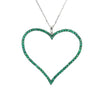 EXTRA LARGE 2.99CT AAA EMERALD 14KT WHITE GOLD OPEN HEART LOVE FLOATING PENDANT
