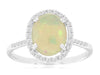 1.91CT DIAMOND & AAA OPAL 14KT WHITE GOLD OVAL & ROUND CABOCHON HALO LOVE RING