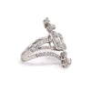 LARGE 2.21CT DIAMOND 18K WHITE GOLD ROUND BAGUETTE & PEAR SHAPE CRISS CROSS RING