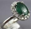 WIDE 2CT DIAMOND & AAA EMERALD 14KT WHITE GOLD OVAL & ROUND HALO ENGAGEMENT RING