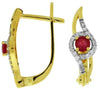 .79CT DIAMOND & AAA RUBY 14KT YELLOW GOLD DOUBLE LEAF LOVE KNOT HANGING EARRINGS
