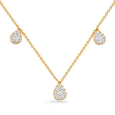 .67CT DIAMOND 14KT YELLOW GOLD 3D PAVE TEAR DROP BY THE YARD CHANDELIER NECKLACE