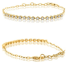 .41CT DIAMOND 14K YELLOW GOLD 3D ROUND BY THE YARD SEMI ETERNITY TENNIS BRACELET