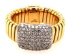 ESTATE LARGE .73CT DIAMOND 18KT 2 TONE GOLD 3D ROUND PAVE SQUARE SNAKE RING