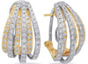 1.41CT DIAMOND 14KT 2 TONE GOLD 3D MULTI ROW UMBRELLA CLIP ON HANGING EARRINGS
