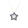 .93CT DIAMOND & AAA SAPPHIRE 18KT WHITE GOLD 3D MULTI STAR FUN FLOATING PENDANT