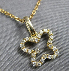 ESTATE .13CT DIAMOND 14KT YELLOW GOLD 3D CLASSIC BUTTERFLY LOVE FLOATING PENDANT