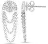 .18CT DIAMOND 14KT WHITE GOLD 3D FLOWER HORSESHOE MULTI STRAND HANGING EARRINGS