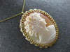 ESTATE LARGE 14KT YELLOW GOLD 3D CLASSIC LADY CAMEO FLOATING PENDANT PIN