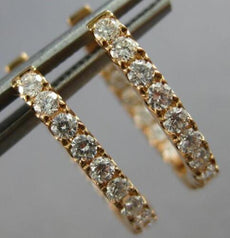 ESTATE .78CT DIAMOND 18KT ROSE GOLD 3D CLASSIC OVAL HUGGIE FUN HANGING EARRINGS