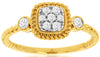 ESTATE .19CT DIAMOND 14KT YELLOW GOLD ROUND SQUARE CLUSTER ROPE DESIGN FUN RING