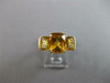 LARGE 8.26CT AAA EF CITRINE 14KT YELLOW GOLD 3D CUSHION 3 STONE FUN RING #27545