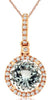 1.87CT DIAMOND & AAA AQUAMARINE 14KT ROSE GOLD 3D ROUND HALO FLOATING PENDANT