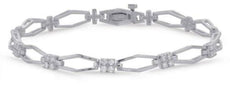 .38CT DIAMOND 14KT WHITE GOLD CLASSIC FLOWER SQUARE BY THE YARD TENNIS BRACELET