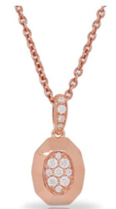 ESTATE .14CT DIAMOND 14KT ROSE GOLD 3D CLASSIC CLUSTER OVAL FUN FLOATING PENDANT