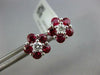 ESTATE 1.83CT DIAMOND & AAA RUBY 18KT WHITE GOLD 3D CLASSIC FLOWER STUD EARRINGS