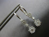 .63CT DIAMOND 14KT WHITE GOLD CLASSIC CLUSTER FLOWER LEVERBACK HANGING EARRINGS