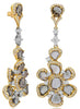 LARGE 6.21CT WHITE & MULTI COLOR SLICE DIAMOND 18KT TRI COLOR GOLD 3D EARRINGS