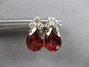 LARGE 3.30CT DIAMOND & AAA GARNET 14KT 2 TONE GOLD 3D PEAR SHAPE EARRINGS #27695