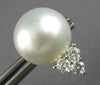 LARGE .6CT DIAMOND & AAA SOUTH SEA PEARL 18K WHITE GOLD TRIANGULAR STUD EARRINGS