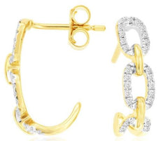 .20CT DIAMOND 14KT YELLOW GOLD 3D ROUND OVAL LINK LOVE KNOT UMBRELLA EARRINGS