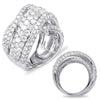LARGE 3.65CT DIAMOND 14KT WHITE GOLD 3D CLASSIC MULTI ROW CRISS CROSS LOVE RING