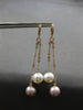ESTATE LARGE 1.07CT DIAMOND & AAA WHITE & PINK SOUTH SEA PEARL 18KT ROSE GOLD EARRINGS
