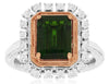 LARGE 2.60CT DIAMOND & AAA RUSSALITE 14KT WHITE & ROSE GOLD HALO ENGAGEMENT RING