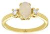 ESTATE .62CT DIAMOND & AAA OPAL 14K YELLOW GOLD 3D OVAL & ROUND 3 STONE FUN RING