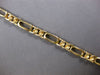 ESTATE LONG 14KT YELLOW GOLD 3D CLASSIC MATTE & SHINY FIGARO MENS BRACELET