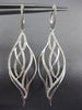 ESTATE LARGE .82CT ROUND DIAMOND 18K WHITE GOLD 3D CLASSIC LEAF HANGING EARRINGS
