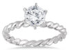 ESTATE 1.0CT DIAMOND 14KT WHITE GOLD CLASSIC ROUND ROPE FILIGREE ENGAGEMENT RING