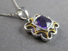 .88CT DIAMOND & AAA AMETHYST 14KT 2 TONE GOLD 3D FLORAL SQUARE FLOATING PENDANT