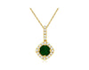 .61CT DIAMOND & AAA EMERALD 14KT YELLOW GOLD ROUND HALO SQUARE FLOATING PENDANT
