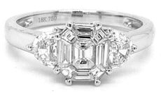 1.07CT DIAMOND 18KT WHITE GOLD 3D MULTI SHAPE ILLUSION OCTAGON ENGAGEMENT RING