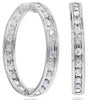 1.46CT DIAMOND 14K WHITE GOLD ROUND CLASSIC CHANNEL HUGGIE HOOP HANGING EARRINGS