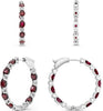LARGE 5.85CT DIAMOND & AAA RUBY 14KT WHITE GOLD OVAL & ROUND INSIDE OUT EARRINGS
