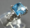 1.99CT DIAMOND & AAA BLUE TOPAZ 14KT WHITE GOLD CUSHION & ROUND FRIENDSHIP RING