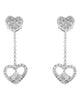 ESTATE .59CT DIAMOND 18KT WHITE GOLD SOLITAIRE DOUBLE HEART FUN HANGING EARRINGS