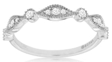 .20CT DIAMOND 14K WHITE GOLD 3D ROUND & MARQUISE SHAPE FILIGREE ANNIVERSARY RING