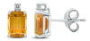 .84CT DIAMOND & AAA CITRINE 14KT WHITE GOLD 3D EMERALD CUT & ROUND STUD EARRINGS