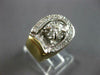 WIDE .85CT DIAMOND 14K 2 TONE GOLD LUCKY SIDEWAYS HORSESHOE SOLITAIRE MENS RING