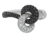 WIDE 1.39CT WHITE & BLACK DIAMOND 18KT WHITE & BLACK GOLD 3D DOUBLE SWIRL RING
