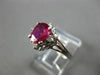 ESTATE .97CT DIAMOND & AAA RUBY 14KT WHITE GOLD 3D OVAL & ROUND FLOWER FUN RING