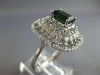 LARGE 3.06CT DIAMOND & AAA GREEN GARNET 14KT WHITE GOLD EMERALD CUT & ROUND RING