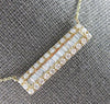 .75CT DIAMOND 14KT YELLOW GOLD 3D ROUND & BAGUETTE RECTANGULAR BAR FUN NECKLACE