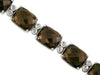 LARGE 42.2CT DIAMOND & AAA SMOKEY TOPAZ 14KT WHITE GOLD CUSHION & ROUND BRACELET