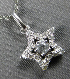 ESTATE .16CT DIAMOND 14KT WHITE GOLD 3D CLASSIC STAR FUN FLOATING PENDANT